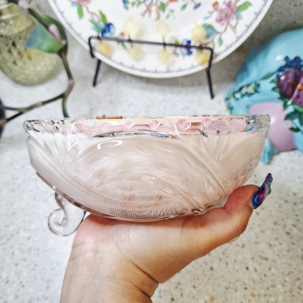 Vintage Pressed Glass 18 oz Hibiscus Soy Wax Candle
