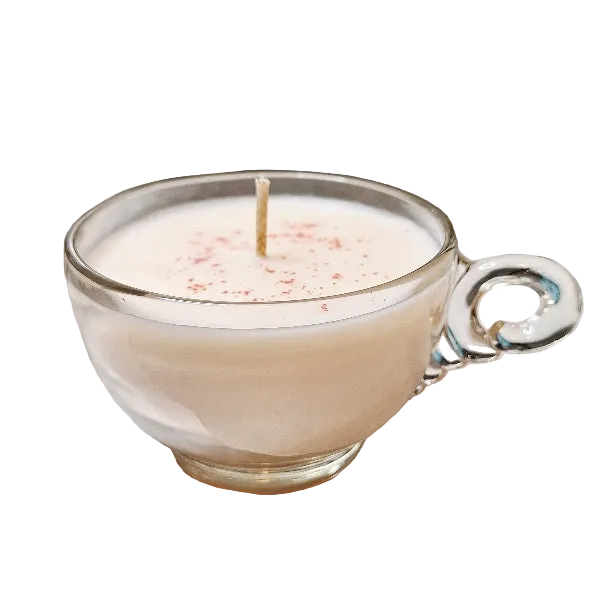 Vintage Clear Glass Flourish Handle Punch Cup Soy Wax Candle
