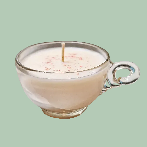 Vintage Clear Glass Flourish Handle Punch Cup Soy Wax Candle