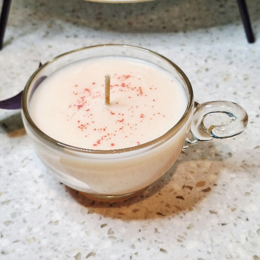 Vintage Clear Glass Flourish Handle Punch Cup Soy Wax Candle