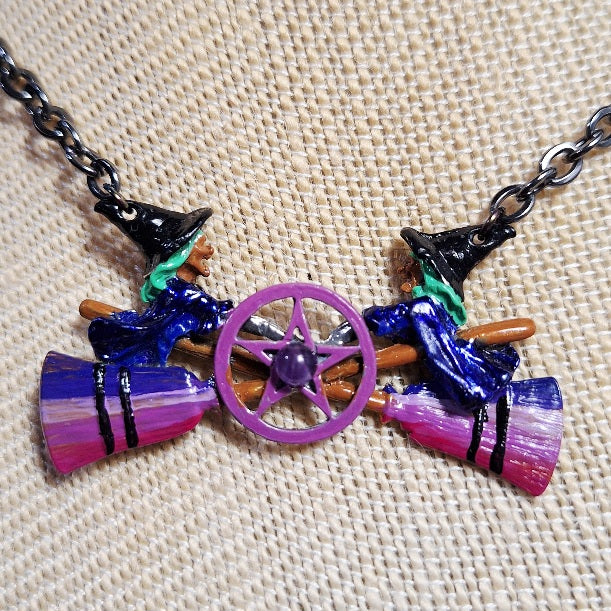 Handpainted Oz Cast Witch Pentacle Necklace