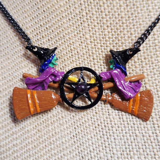 Handpainted Oz Cast Witch Pentacle Necklace