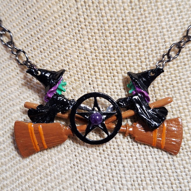 Handpainted Oz Cast Witch Pentacle Necklace