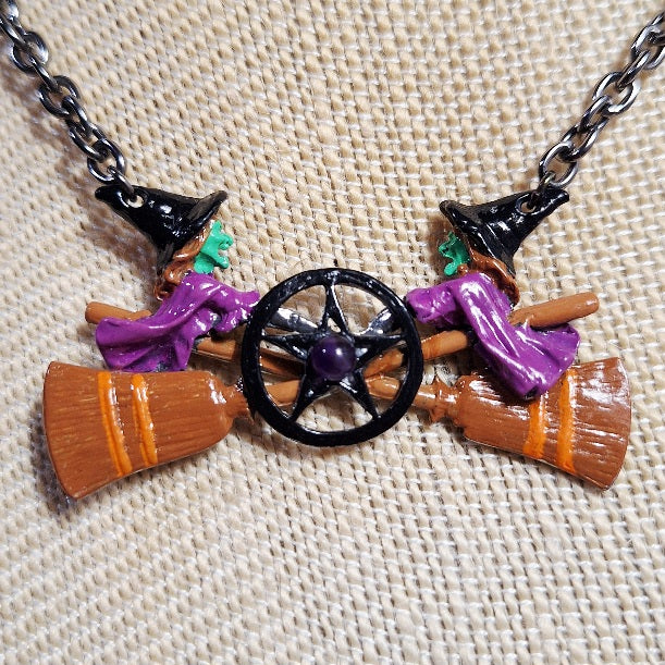 Handpainted Oz Cast Witch Pentacle Necklace