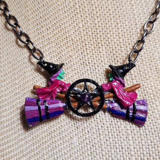 Handpainted Oz Cast Witch Pentacle Necklace