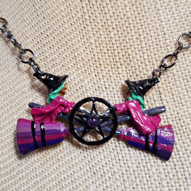 Handpainted Oz Cast Witch Pentacle Necklace