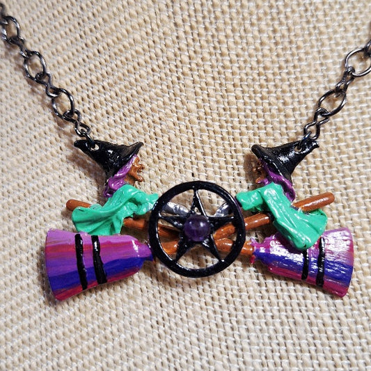 Handpainted Oz Cast Witch Pentacle Necklace