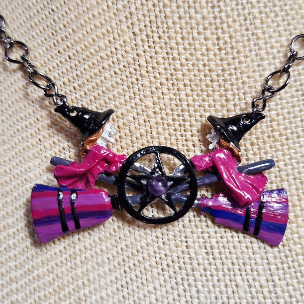 Handpainted Oz Cast Witch Pentacle Necklace