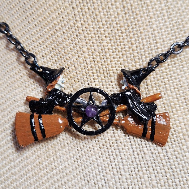 Handpainted Oz Cast Witch Pentacle Necklace