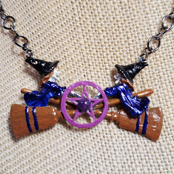 Handpainted Oz Cast Witch Pentacle Necklace