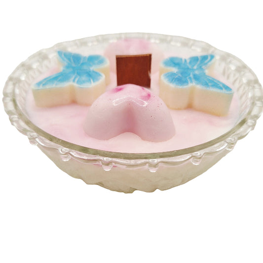 Decorative heart butterfly soy wax candle