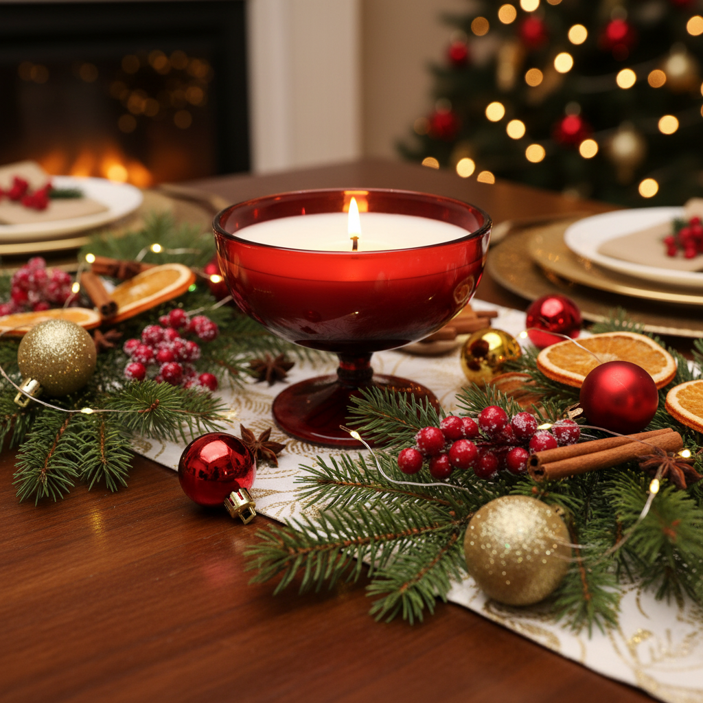 Red Ruby Glass Soy Wax Candle