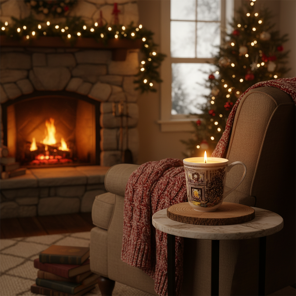 English Christmas Yuletide Mug Soy Wax Candle