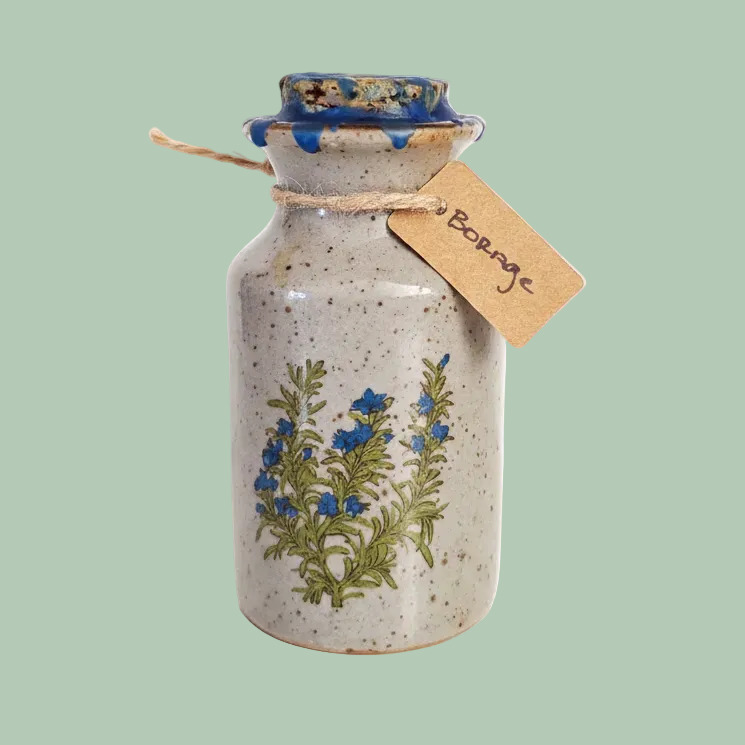 Vintage Stoneware Jars of Borage