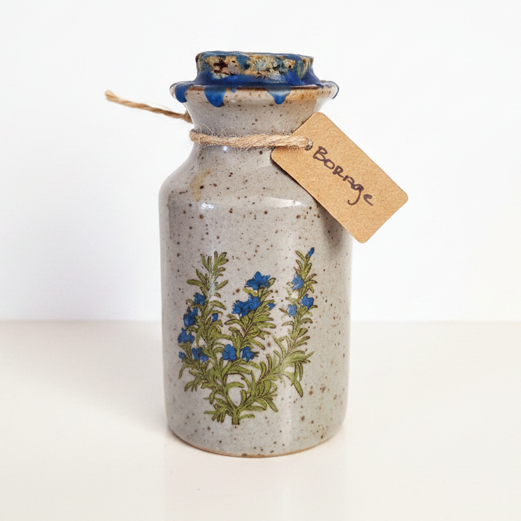 Vintage Stoneware Jars of Borage