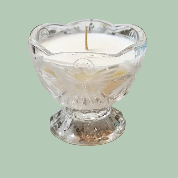 Vintage Pressed Glass Angel of Peace Pedestal Candle