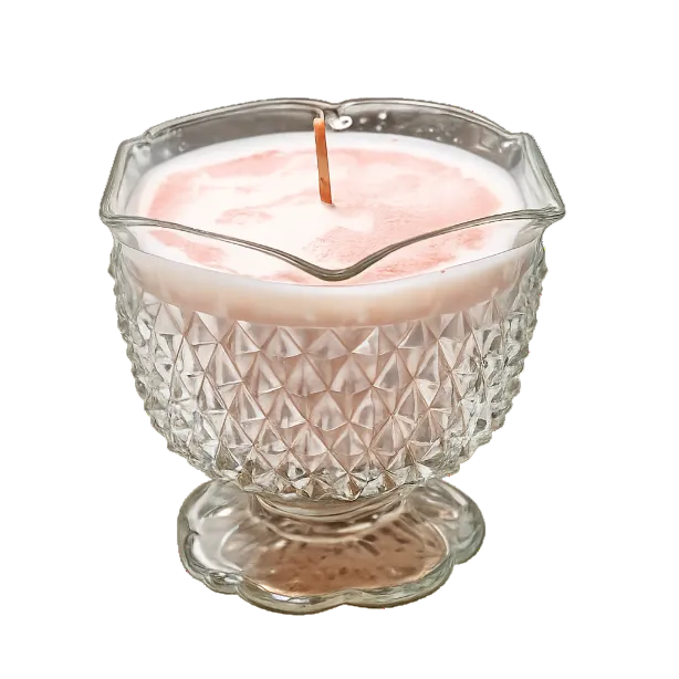Vintage Indiana glass Diamond Point Parfait Dish Soy Wax Candle
