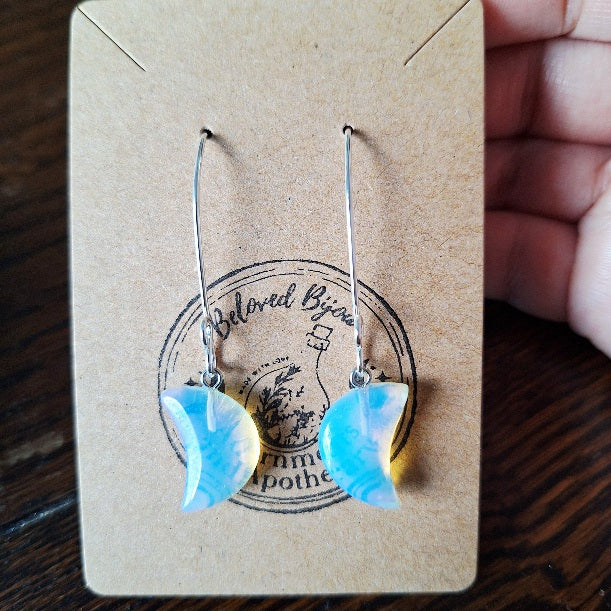Crystal Crescent Moon Earrings