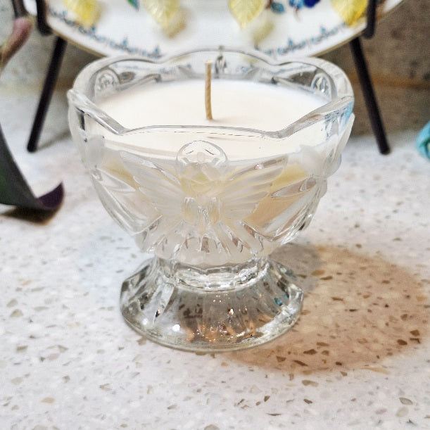 Vintage Pressed Glass Angel of Peace Pedestal Candle