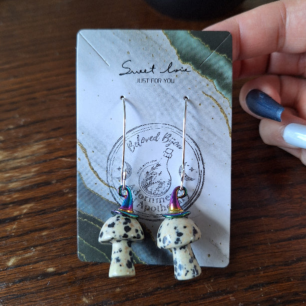 Crystal Mushroom Witch Hat Earrings