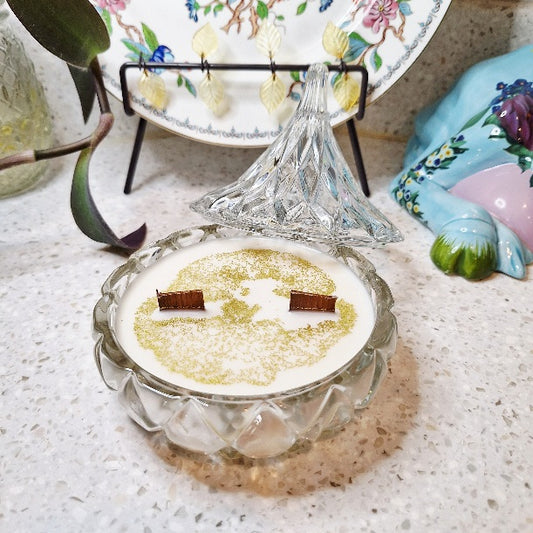 Vintage Godinger Lead Crystal Candy Dish Soy Wax Candle