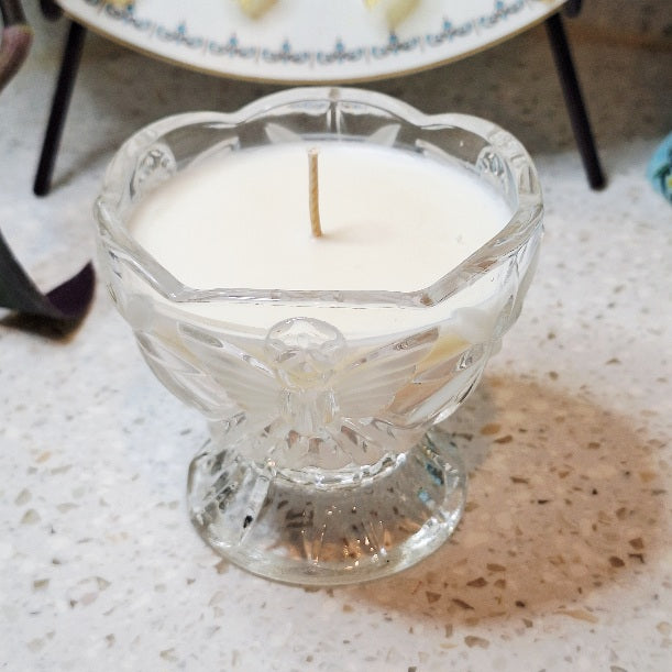 Vintage Pressed Glass Angel of Peace Pedestal Candle
